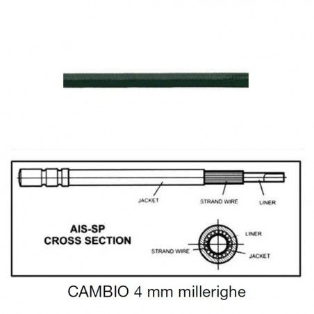 Guaina cambio 4 mm con Teflon tipo millerighe nera 1 metri BRN - 1