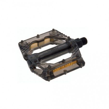 Coppia pedali Fixed/Bmx in plastica con perno grosso 9/16” Neri Trasparenti  - 1