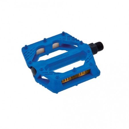 Coppia pedali Fixed/Bmx in plastica con perno grosso 9/16” Blu  - 1