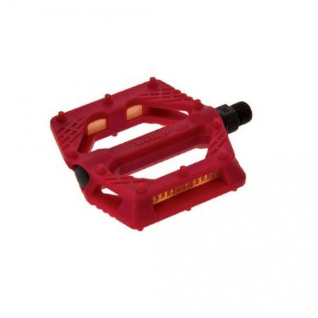 Coppia pedali Fixed/Bmx in plastica con perno grosso 9/16” Rossi  - 1