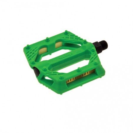 Coppia pedali Fixed/Bmx in plastica con perno grosso 9/16” Verdi  - 1