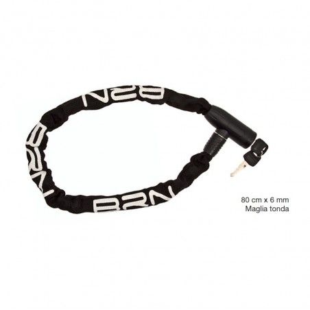 Padlock Chain Blindo 80 cm x 6 mm round mesh fabric in black  - 1