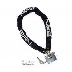 Padlock Chain Magnum 100 cm x 8 mm square mesh fabric covered  - 1