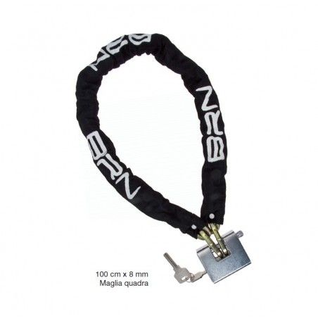 Padlock Chain Magnum 100 cm x 8 mm square mesh fabric covered  - 1