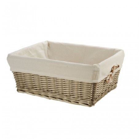 Small aged wicker basket with liner BRN - 1