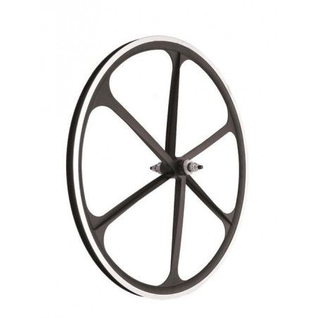 Pair of Fixed 28 6-spoke aluminum wheels Black RMS - 1