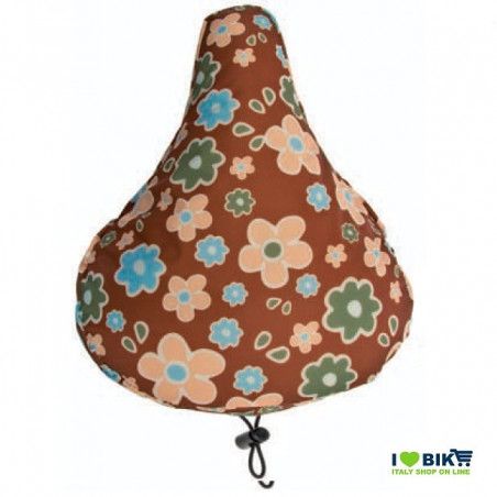 Padded seat cover with brown flowers  - 1