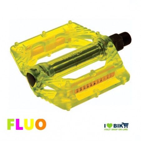 Coppia Pedali Fixed/Bmx con perno grosso 9/16” FLUO Giallo  - 1