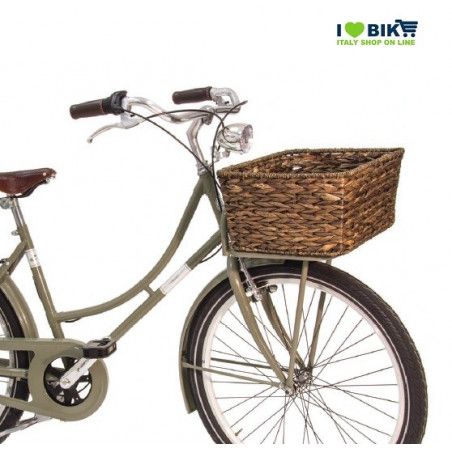Natural Hyacinth rectangular bike basket BRN - 3