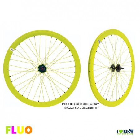 Wheels Fixed 28 36 spokes Hubs on bearings Colour Yellow Fluo  - 1