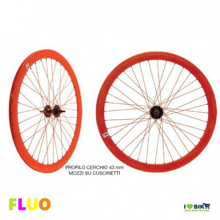 Wheels Fixed 28 36 Spokes Hubs on Bearings Colour Fluo Orange  - 1
