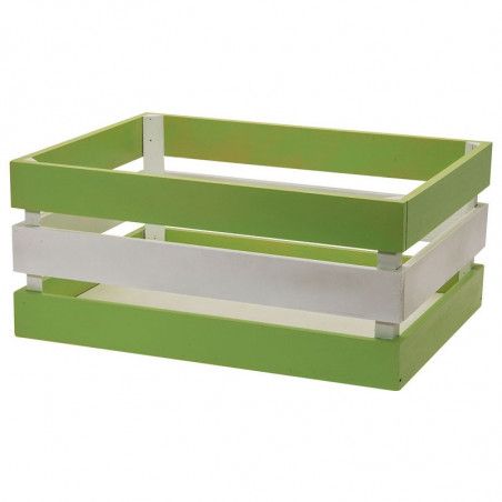 Cesto in legno Versilia verde bianco rinforzato BRN - 3