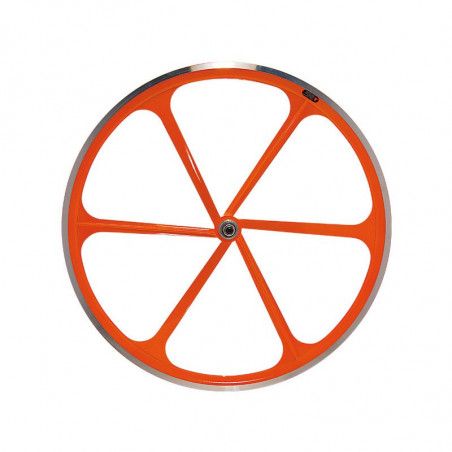 Pair of Fixed 28 6-spoke aluminium wheels Fluo orange RMS - 1
