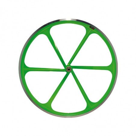 Coppia ruote Fixed 28 a 6 razze in alluminio Fluo verdi RMS - 1