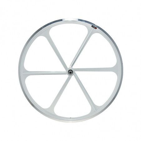 Fixed 28 6-spoke white aluminum front wheel RMS - 1