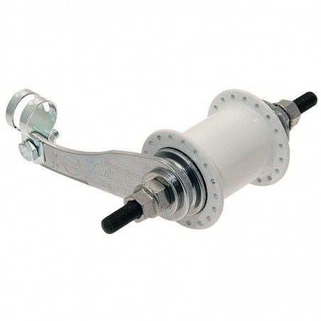 Aluminum hub contropedale white 36 holes with 18 tooth pinion included  - 1