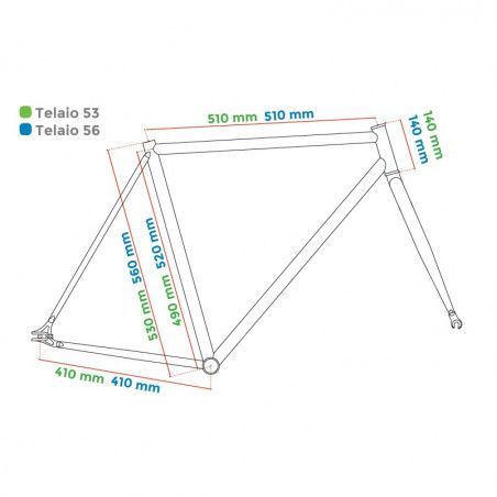 Telaio in alluminio fixed cromovelato blu misura 53 forcella da 1” filettata  - 2