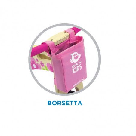 Bicycle without pedals NATURAL WOOD Flower pink  - 3