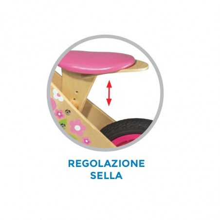 Bicycle without pedals NATURAL WOOD Flower pink  - 4