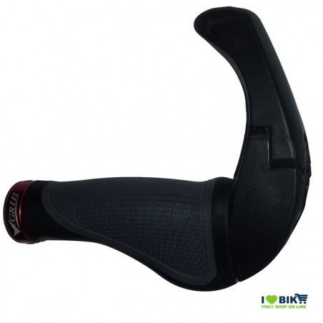 Pair of knobs V-GRIP Ergonomic collar red anodized aluminum and adjustable appendix  - 1