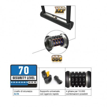 Lucchetto Arco Bulldog Combo Mini 90x140mm (Con cavo) OnGuard - 2