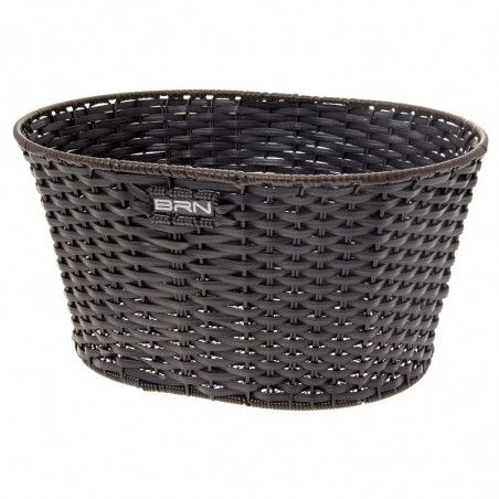 Basket in Faux Leather round black BRN - 1