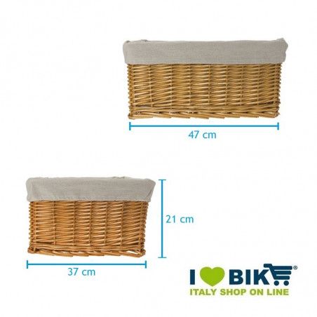 Large wicker aged basket with liner BRN - 2