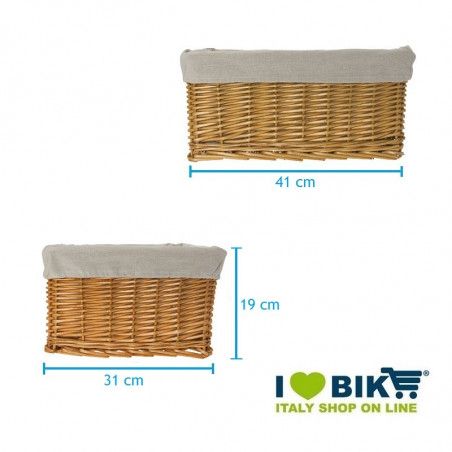 Small aged wicker basket with liner BRN - 2