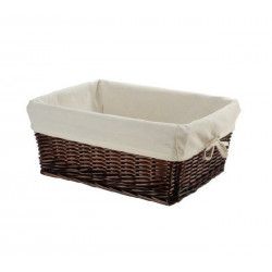 Small brown wicker basket with liner BRN - 1