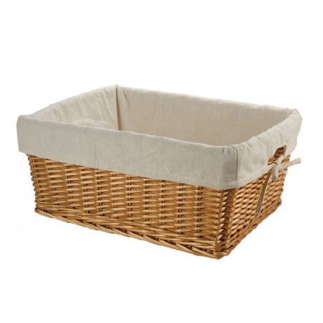 Large wicker basket with liner BRN - 1