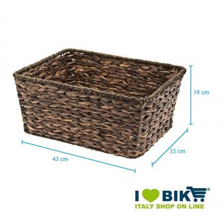 Natural Hyacinth rectangular bike basket BRN - 2