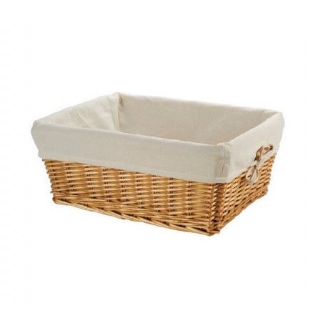 Small wicker basket with liner BRN - 1