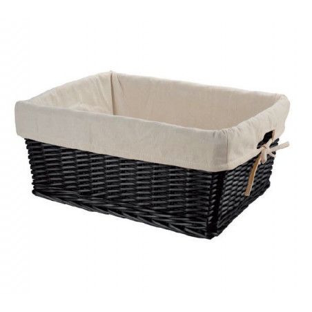 Large wicker black basket with liner BRN - 1